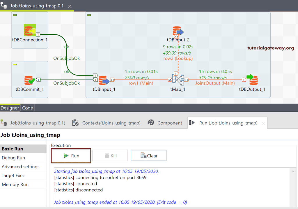 Run the Talend tMap Job to perform Joins