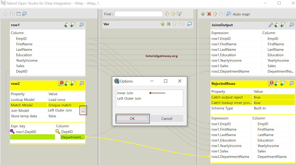 Talend tMap to perform Inner Join