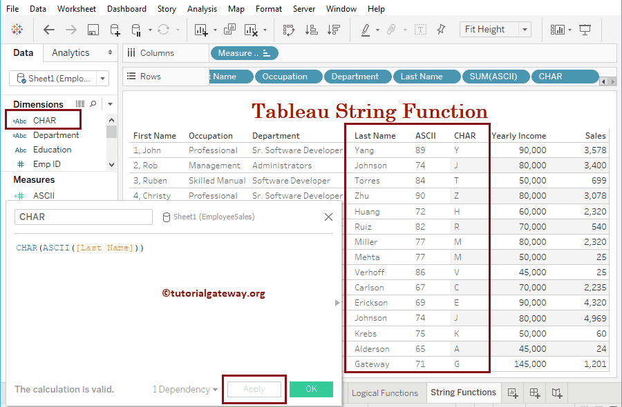 Tableau CHAR Function 6