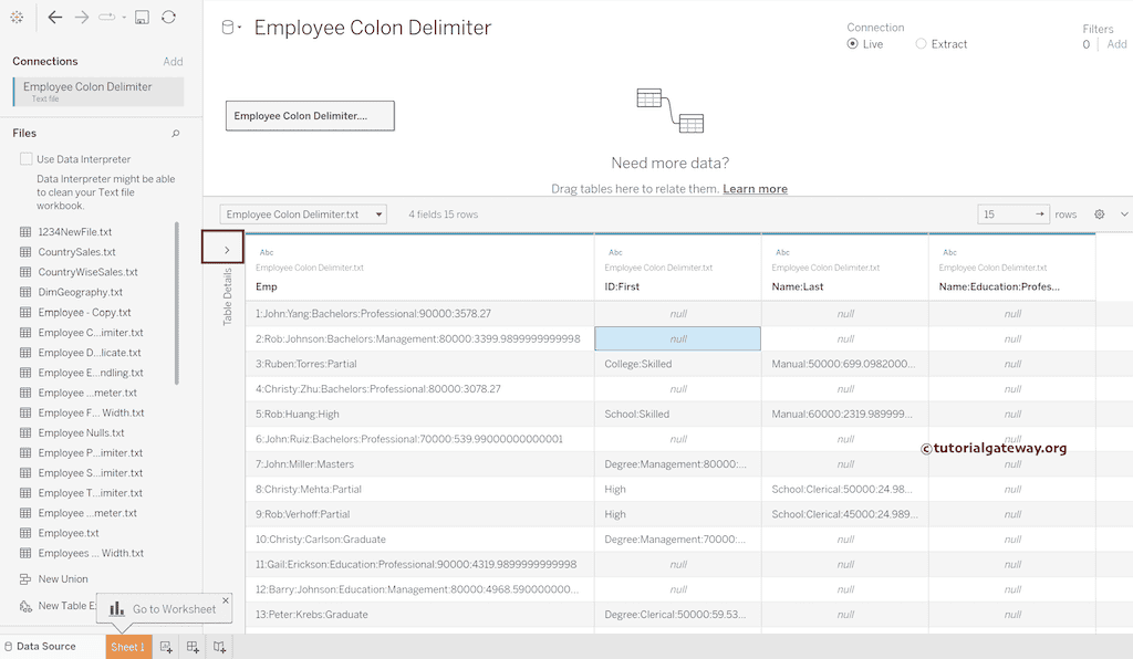 Connect Tableau to a Colon Delimiter Text File