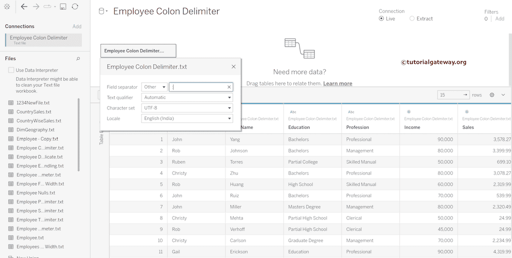 Connect Tableau to a Colon Delimiter Text File 6