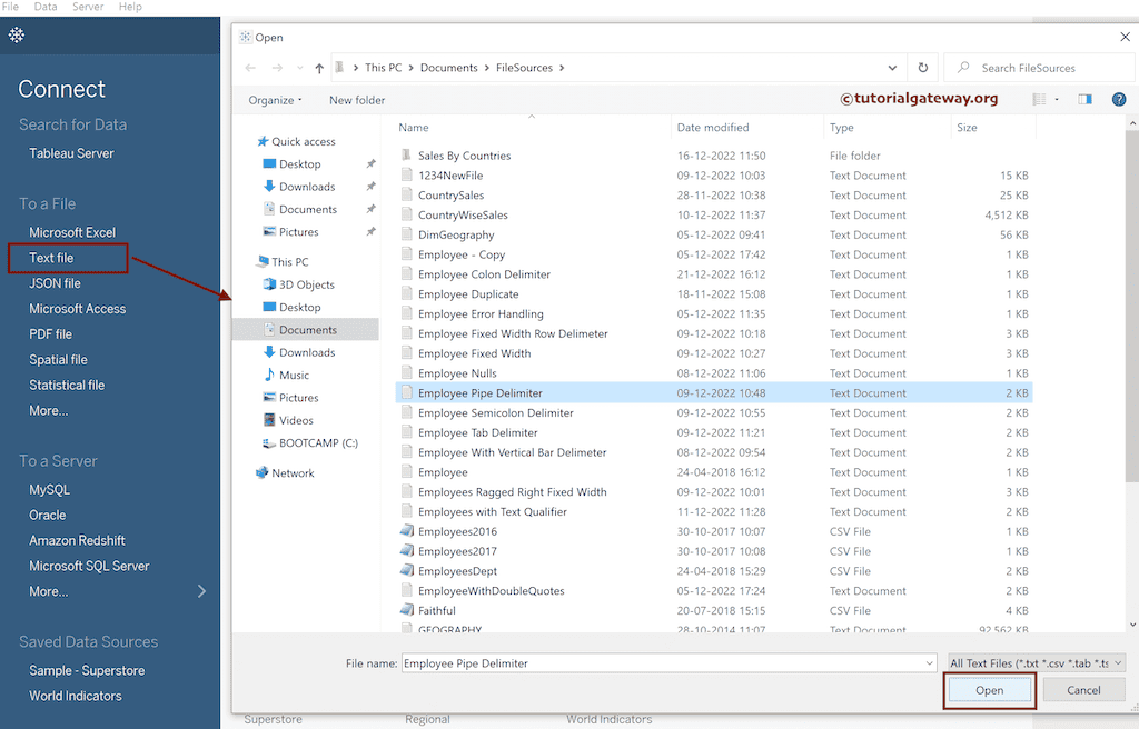 Choose the Text File