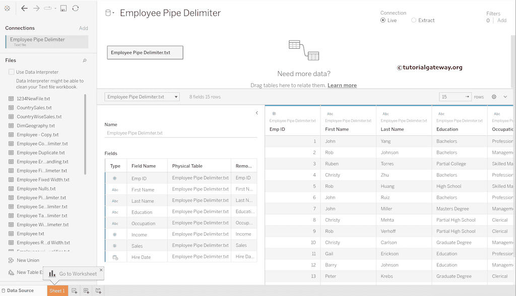 Connect Tableau to a Pipe Delimiter Text File 