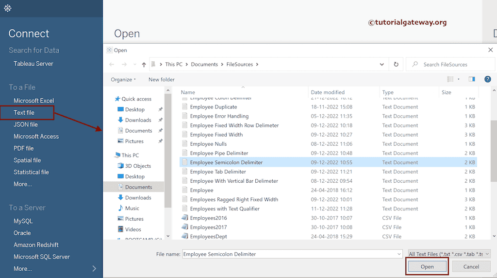 Choose the Text File