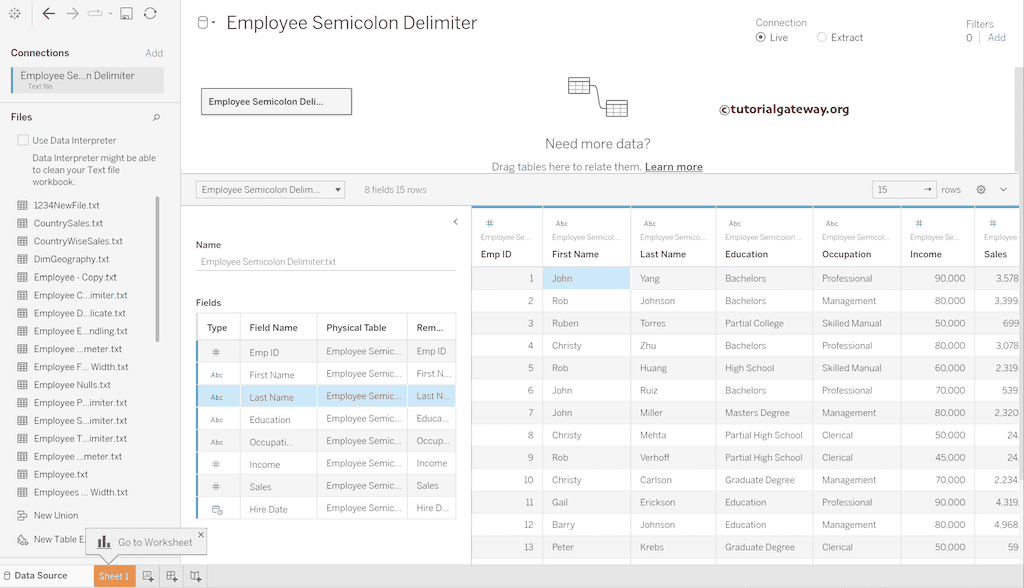 Connect Tableau to a Semicolon Delimiter Text File