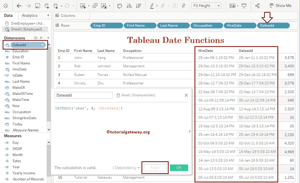 Tableau Dateadd Example