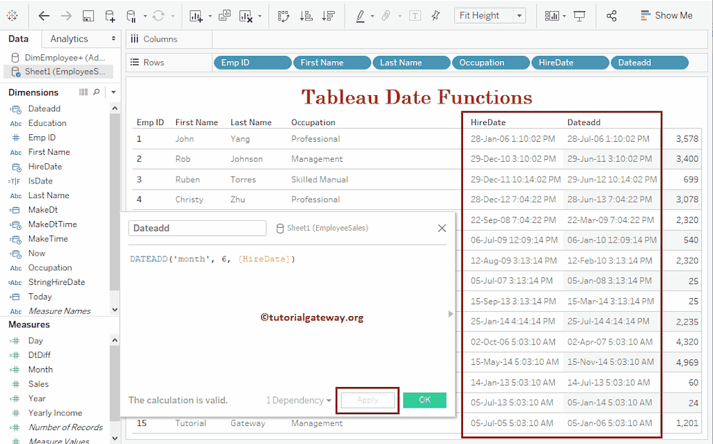 Tableau Dateadd Function Example