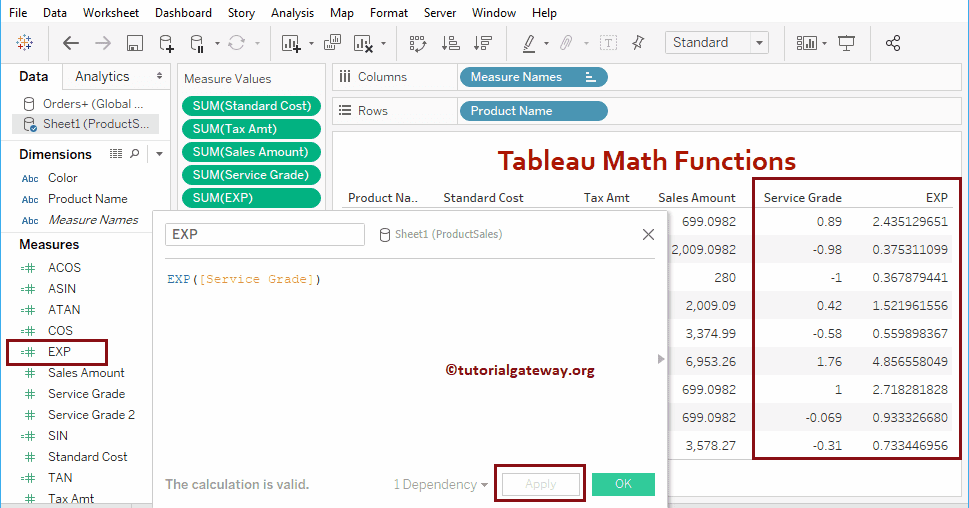 Tableau EXP Function 15