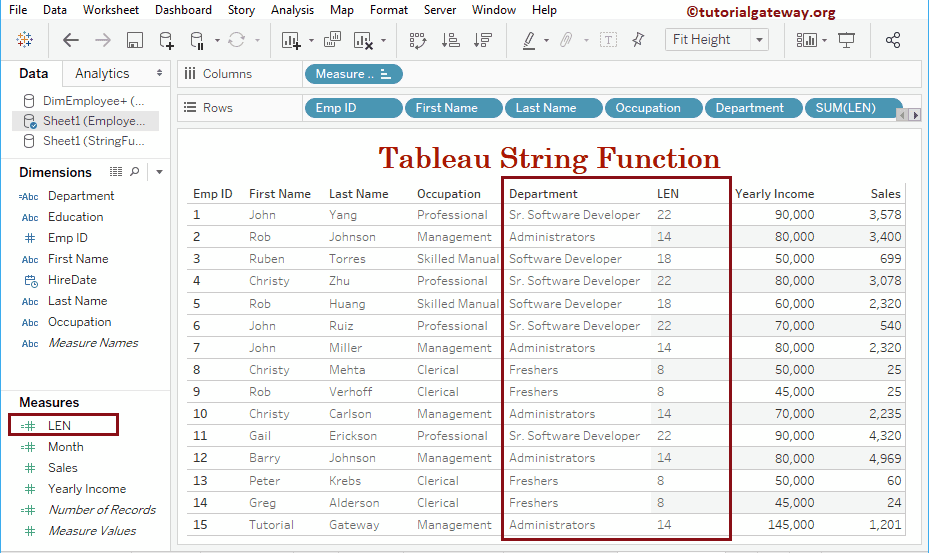 Tableau LEN Function 4
