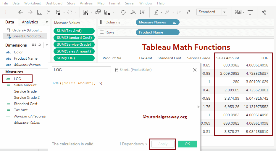 Tableau log Function 25