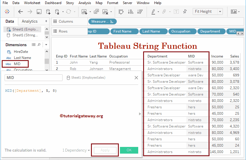 Tableau String mid Function 18