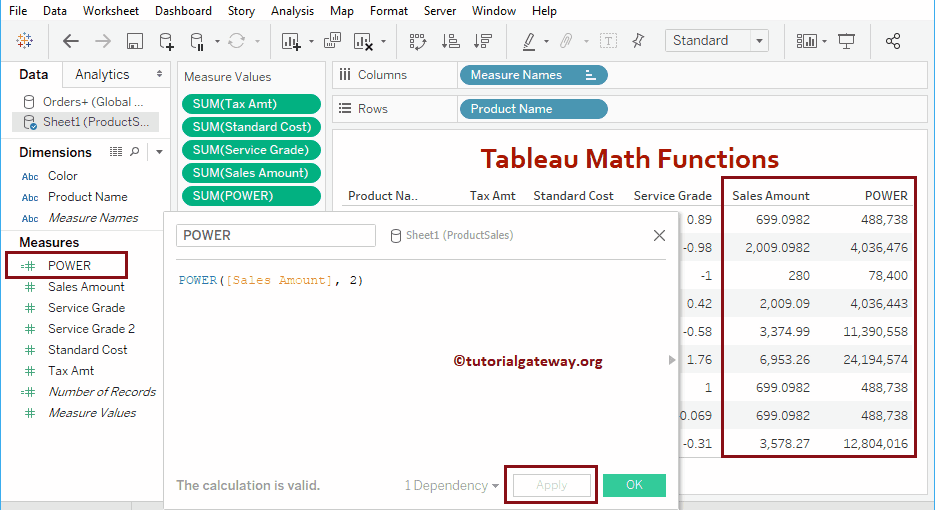 Tableau power Function 23