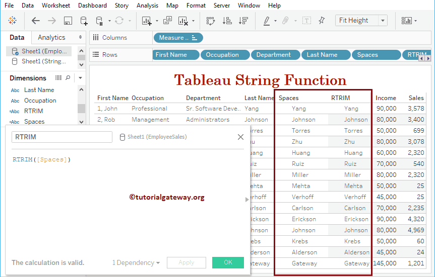 Tableau rtrim Function 24