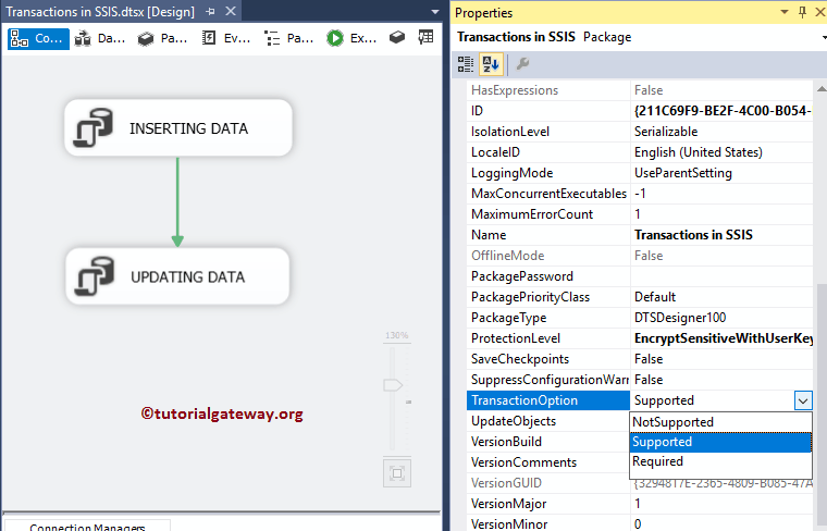 Set Transaction Option Supported