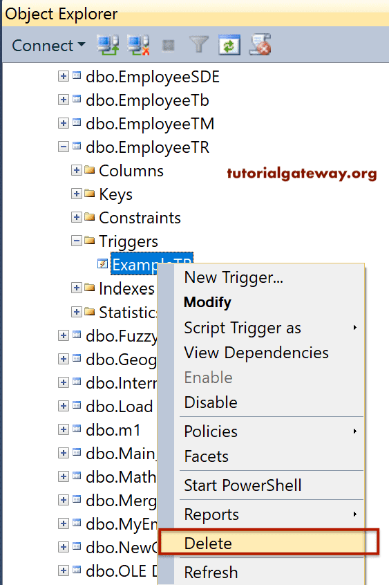 Delete or Drop Triggers in SQL Server