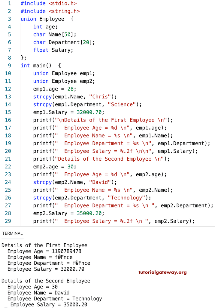 Union in C programming