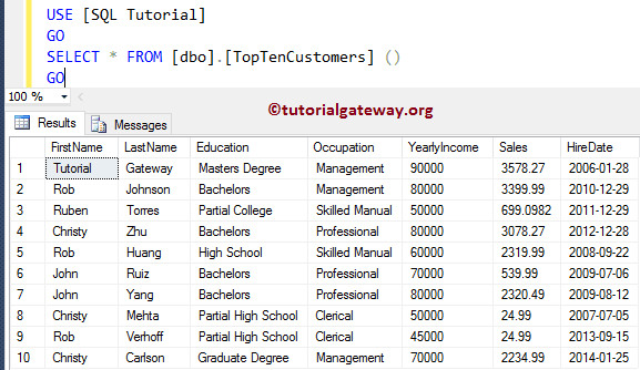 SQL Server Inline Table valued Function Example 8