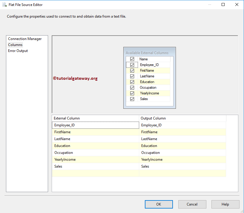 Verify Input and Output Columns