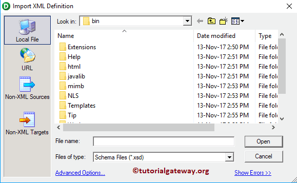 Choose XML Definition or XSD File 3