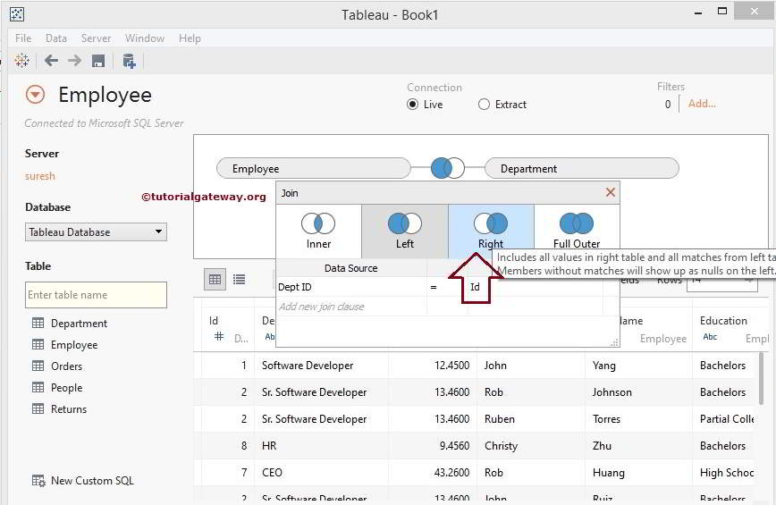 How to Create a Right Join Example