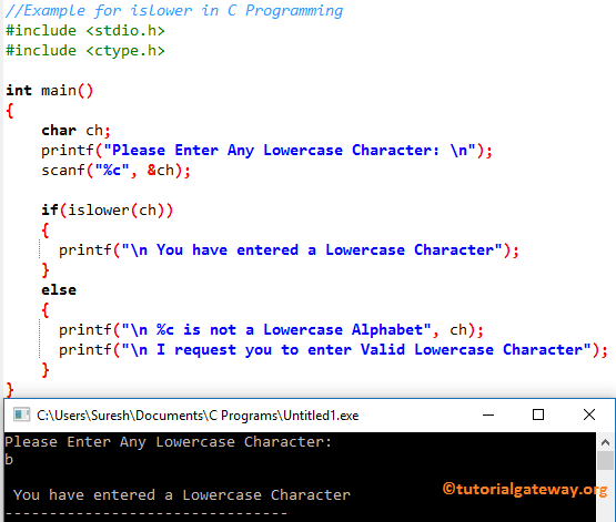 islower Function Example
