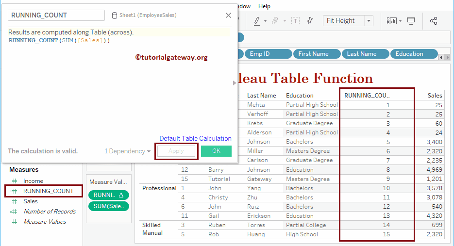 Tableau running_count 12