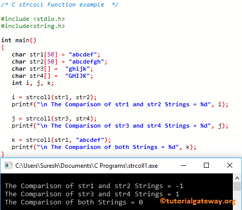 strcoll in C language Example 1