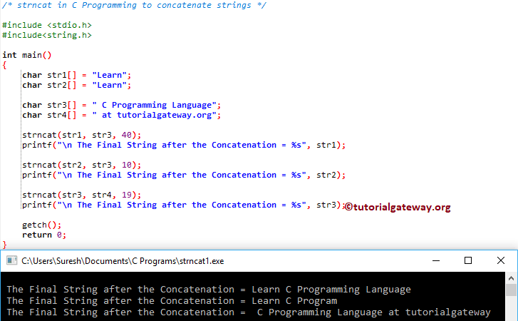 strncat in C Language 1