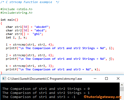 strncmp in C language Example 1