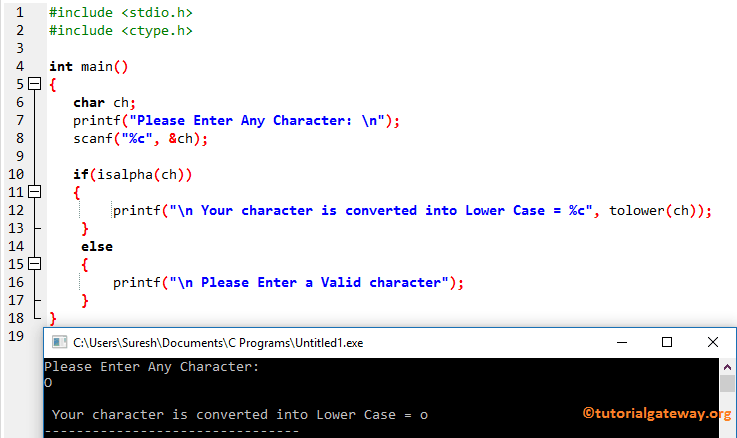 tolower Function Example 3