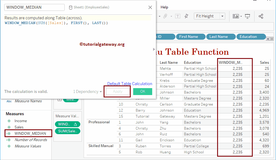 Tableau window_median Function 21